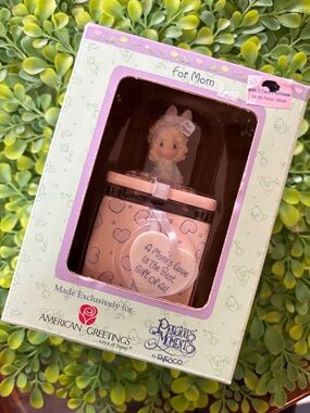 Precious Moments Pink Heart-Patterned Mother's Keepsake Jar